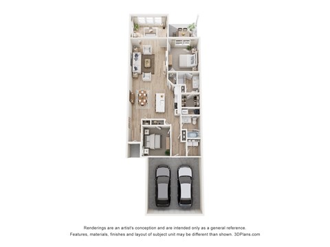 Floor plan for 2 beds, 2 baths, 1459 sqft